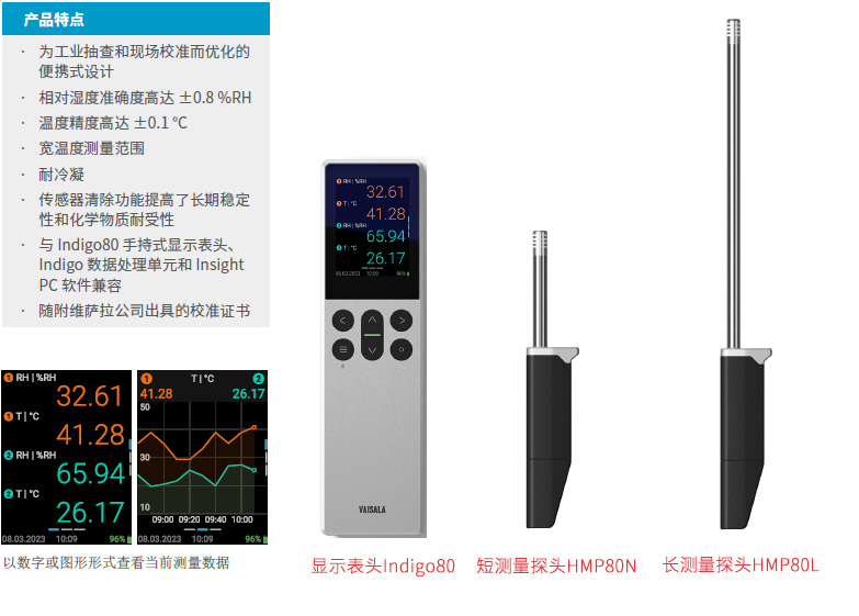 手持式湿度和温度探头HMP80产品特点
